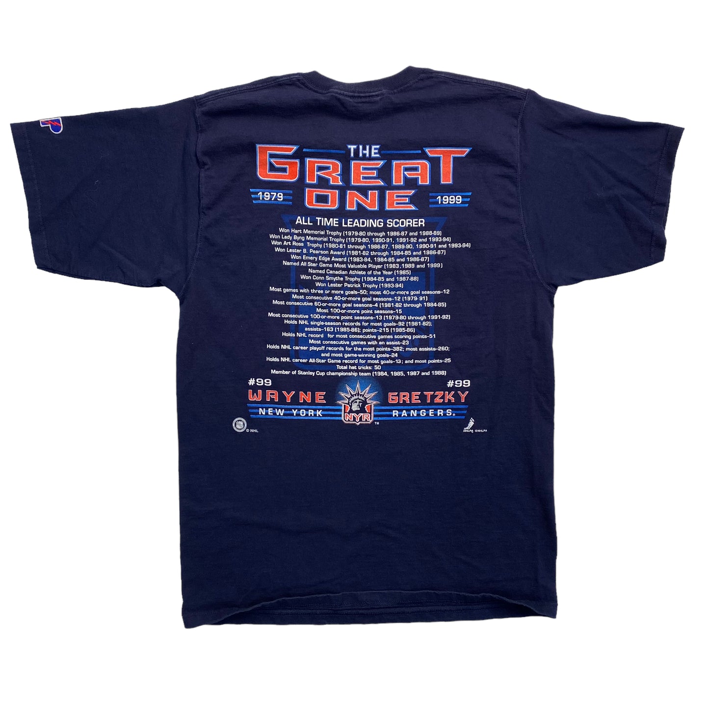 1999 Wayne Gretzky Rangers T-shirt Sz L (A3096)