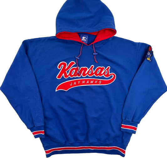 90s Kansas Jayhawks Starter Spellout Script Hoodie Sz XL (A1311)