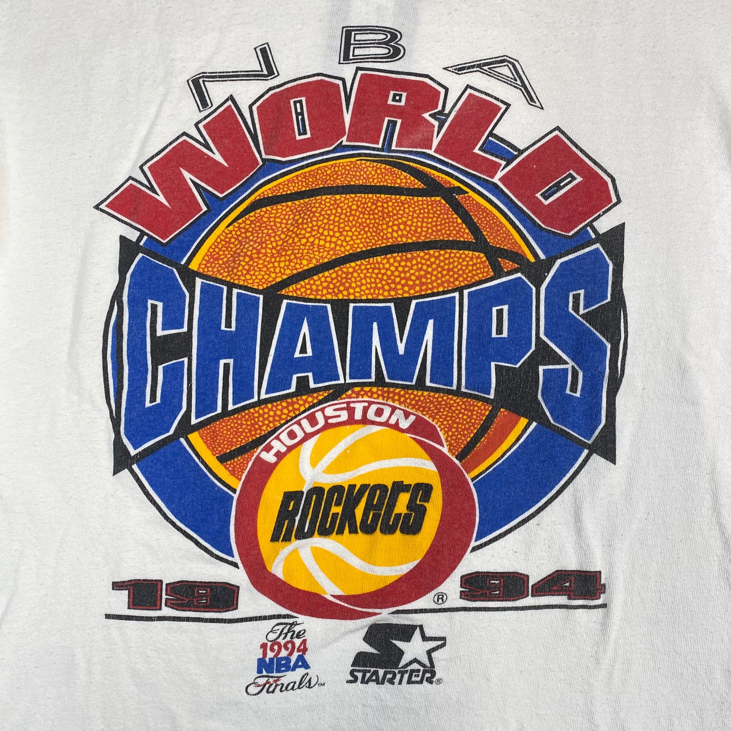 1994 Houston Rockets NBA Champions T-shirt Sz L (A412)