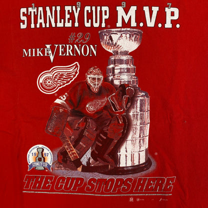 1997 Mike Vernon Stanley Cup MVP Redwings T-shirt Sz XL (A835)