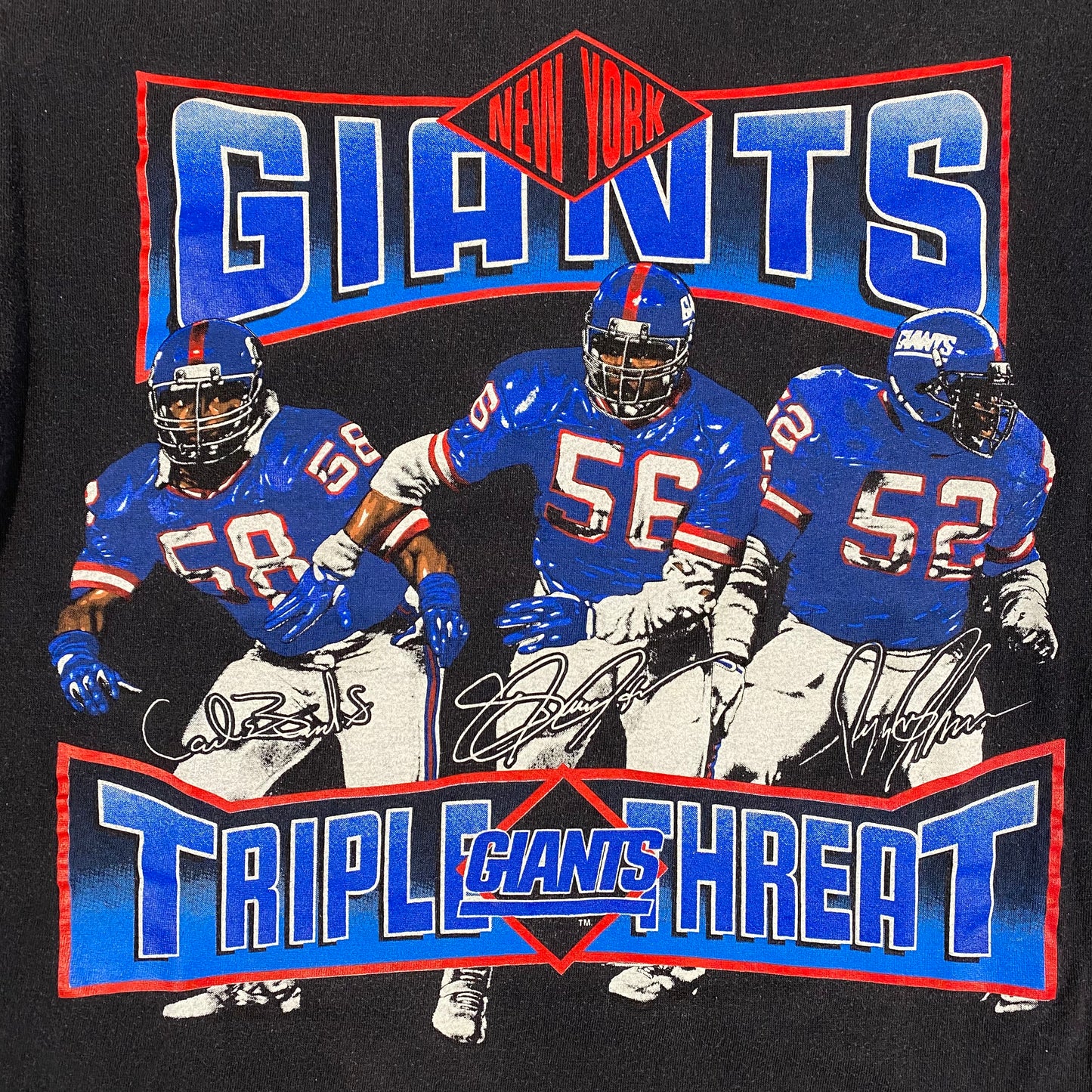 90’s New York Giants Triple Threat T-shirt Sz L (X162)