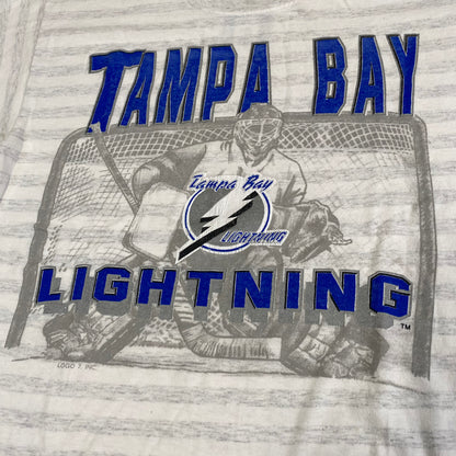 90’s Tampa Bay Lightning Striped Logo 7 T-shirt Sz M (A423)