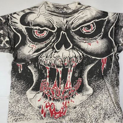 90’s Bloody Skull AOP T-shirt Sz XL (A1373)