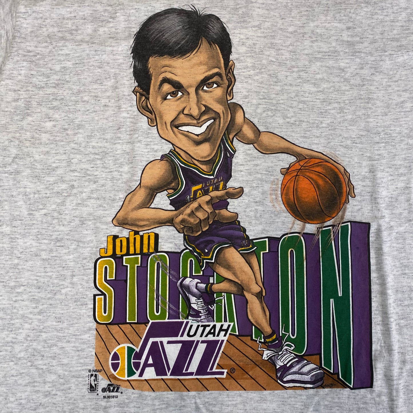 90’s John Stockton Utah Jazz Cartoon T-shirt Sz XL (X077)