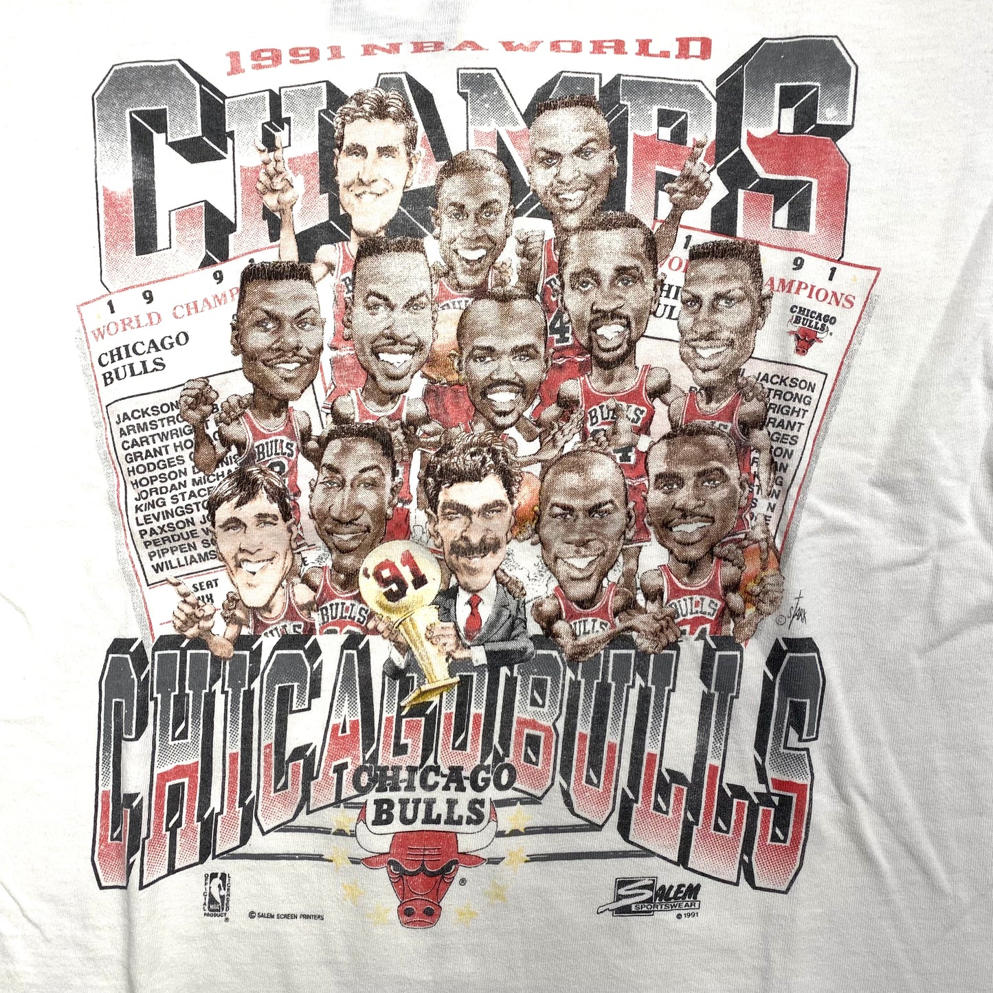 1991 Chicago Bulls World Champs T-shirt Sz XL (A1337)