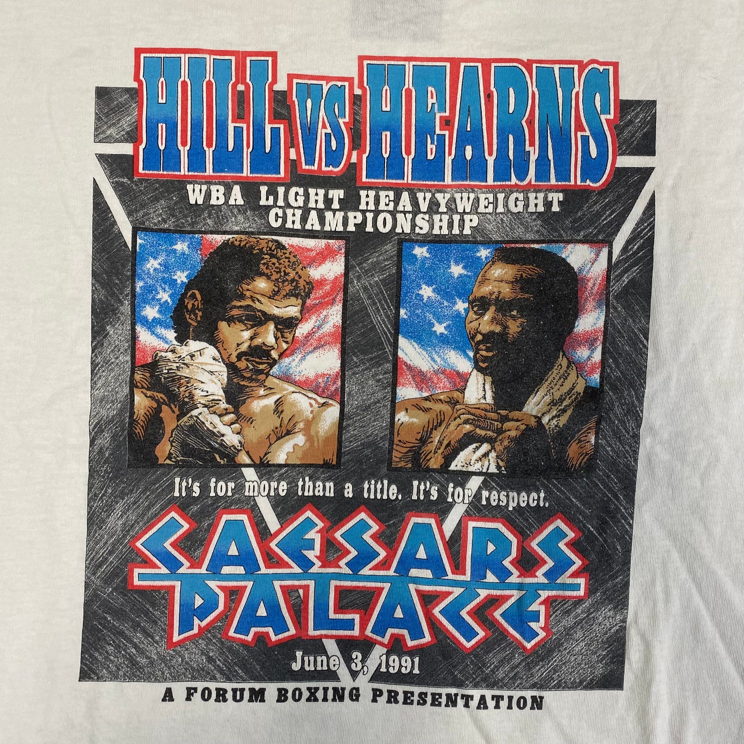 1991 Hill vs Hearns Caesars Palace Boxing T-shirt Sz XL (A1660)