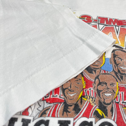 1993 Chicago Bulls 3-Time NBA Champions Comic T-shirt Sz XL (A535)